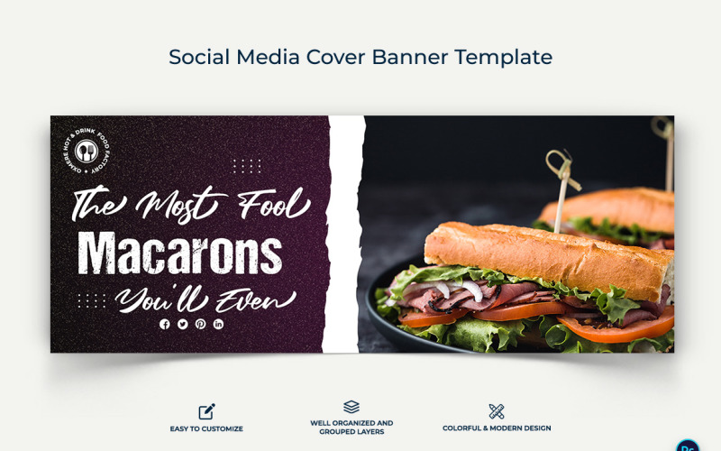 Food and Restaurant Facebook Cover Banner Design Template-16 Social Media