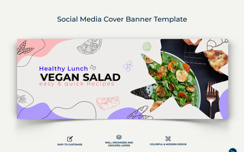 Food and Restaurant Facebook Cover Banner Design Template-18 Social Media