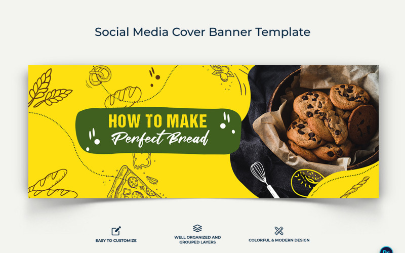 Food and Restaurant Facebook Cover Banner Design Template-19 Social Media