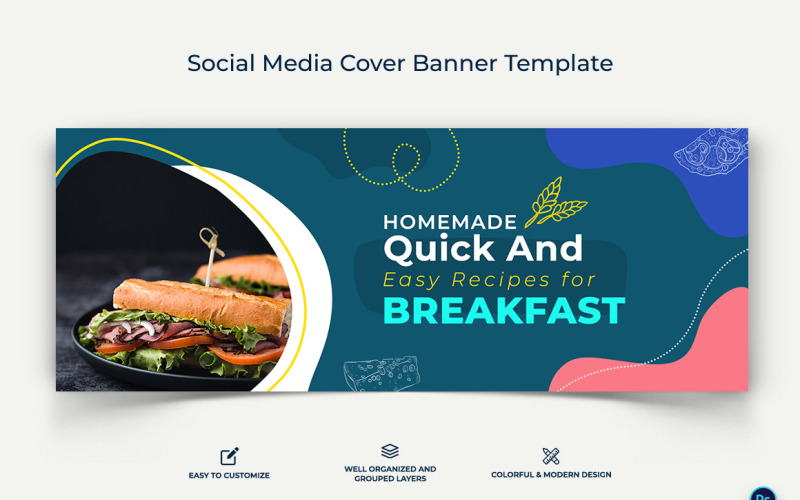 Food and Restaurant Facebook Cover Banner Design Template-20 Social Media