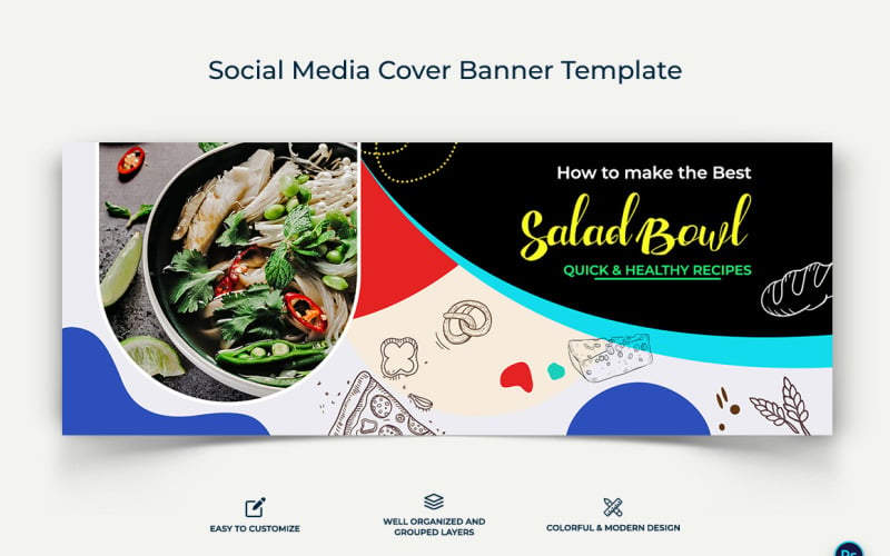 Food and Restaurant Facebook Cover Banner Design Template-22 Social Media