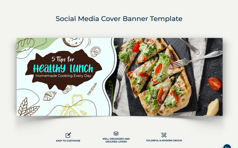 Food and Restaurant Facebook Cover Banner Design Template-23 Social Media