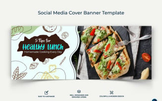 Food and Restaurant Facebook Cover Banner Design Template-23