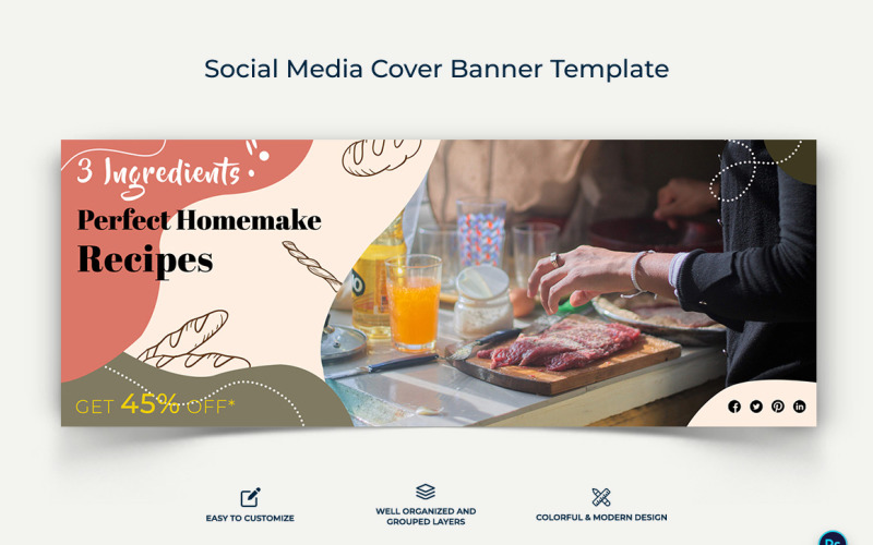Food and Restaurant Facebook Cover Banner Design Template-26 Social Media