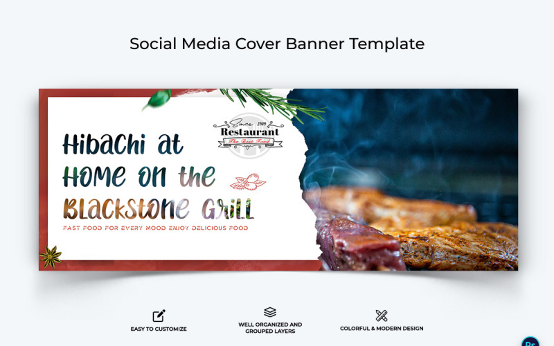 Food and Restaurant Facebook Cover Banner Design Template-27 Social Media