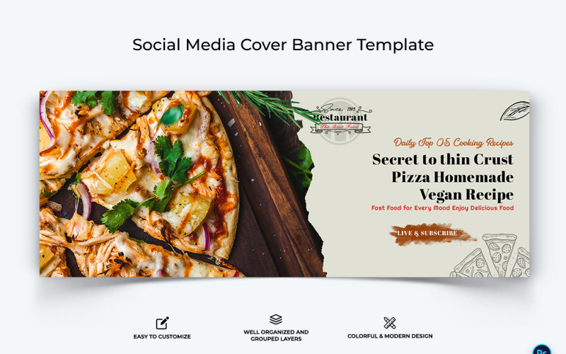 Food and Restaurant Facebook Cover Banner Design Template-28 Social Media