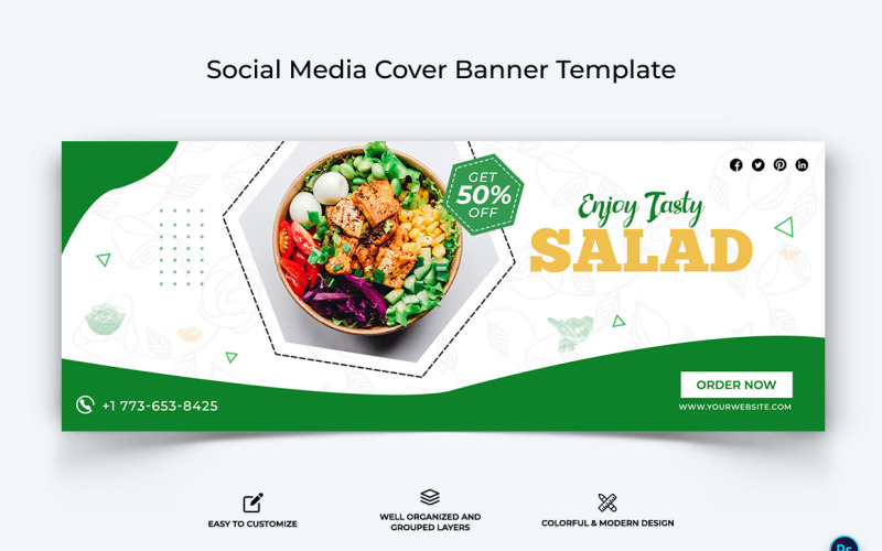Food and Restaurant Facebook Cover Banner Design Template-32 Social Media