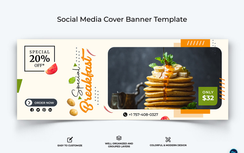 Food and Restaurant Facebook Cover Banner Design Template-40 Social Media