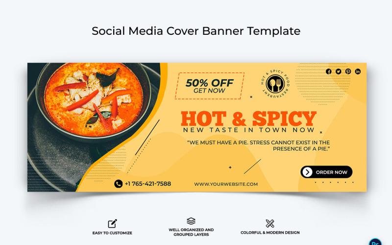 Food and Restaurant Facebook Cover Banner Design Template-41 Social Media