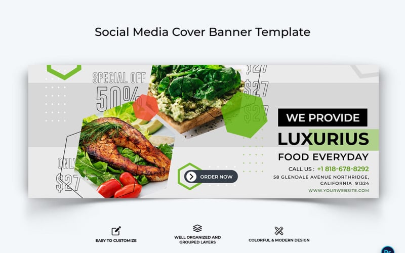 Food and Restaurant Facebook Cover Banner Design Template-44 Social Media