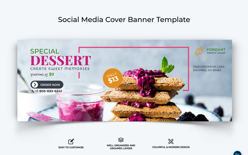 Food and Restaurant Facebook Cover Banner Design Template-46 Social Media