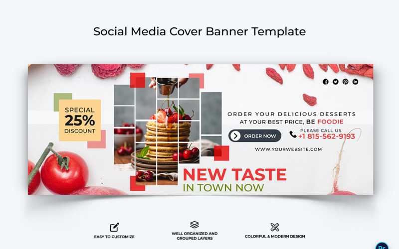 Food and Restaurant Facebook Cover Banner Design Template-47 Social Media