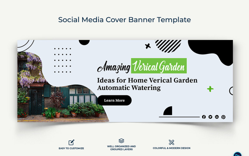 Home Gardening Facebook Cover Banner Design Template-02 Social Media