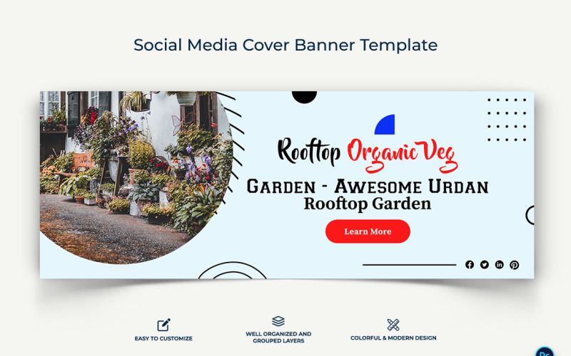 Home Gardening Facebook Cover Banner Design Template-04 Social Media