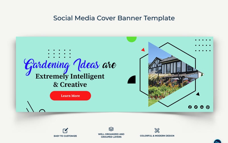 Home Gardening Facebook Cover Banner Design Template-05 Social Media