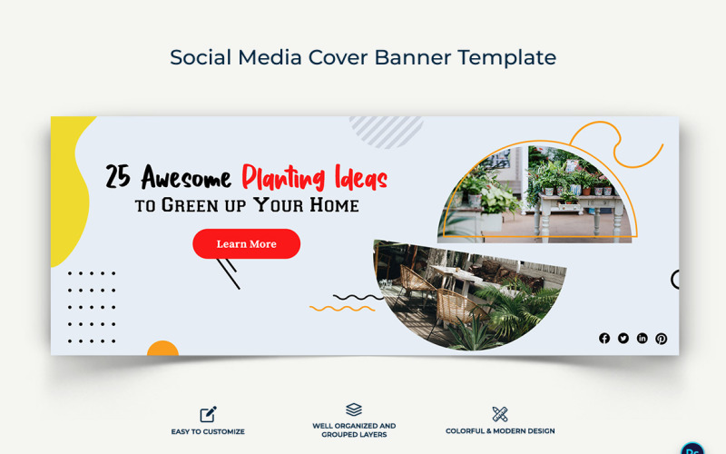 Home Gardening Facebook Cover Banner Design Template-06 Social Media