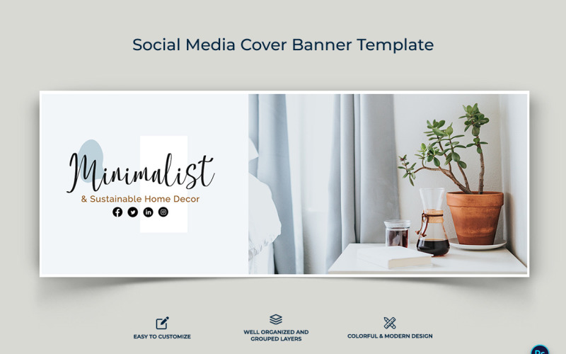 Interior Minimal Facebook Cover Banner Design Template-01 Social Media