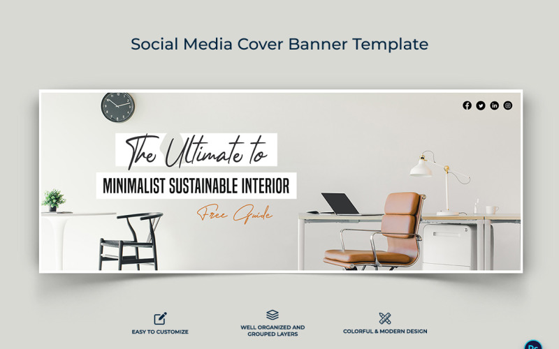 Interior Minimal Facebook Cover Banner Design Template-02 Social Media