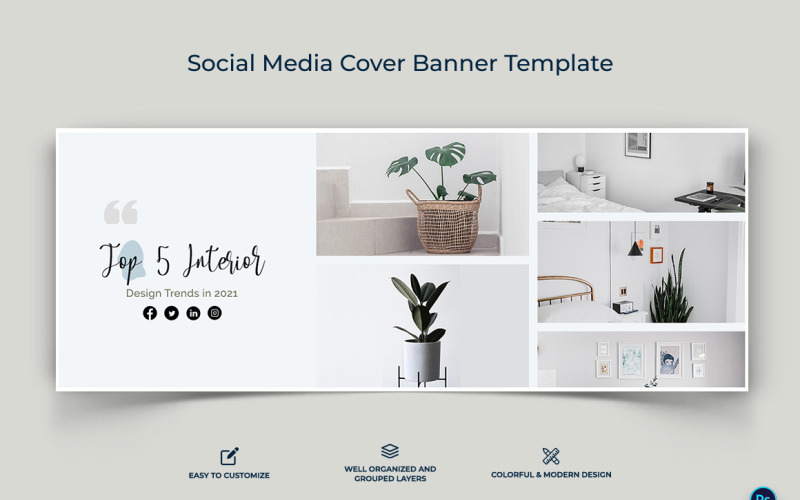 Interior Minimal Facebook Cover Banner Design Template-07 Social Media