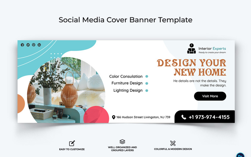 Interior Minimal Facebook Cover Banner Design Template-15 Social Media