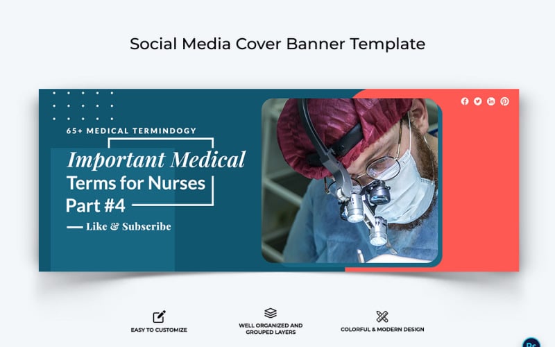 Medical and Hospital Facebook Cover Banner Design Template-05 Social Media