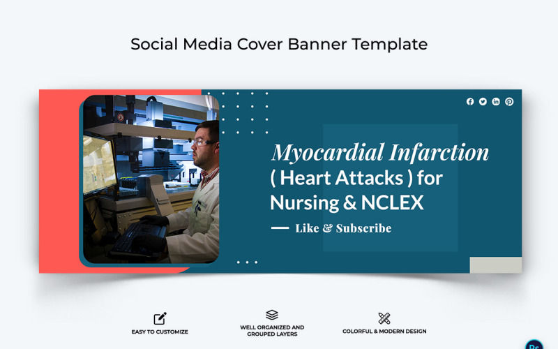 Medical and Hospital Facebook Cover Banner Design Template-08 Social Media