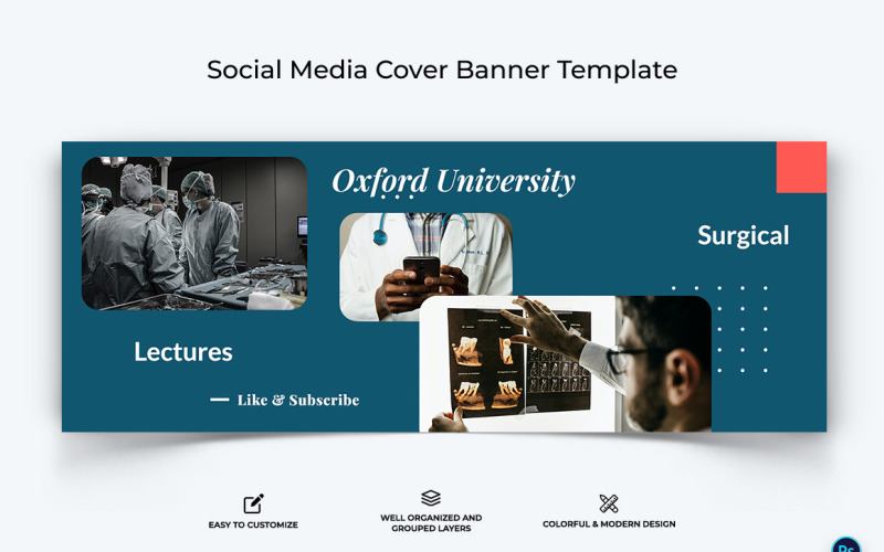 Medical and Hospital Facebook Cover Banner Design Template-10 Social Media