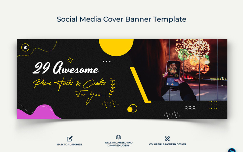 Mobile Tips Facebook Cover Banner Design Template-01 Social Media