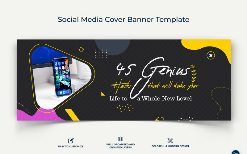 Mobile Tips Facebook Cover Banner Design Template-02 Social Media