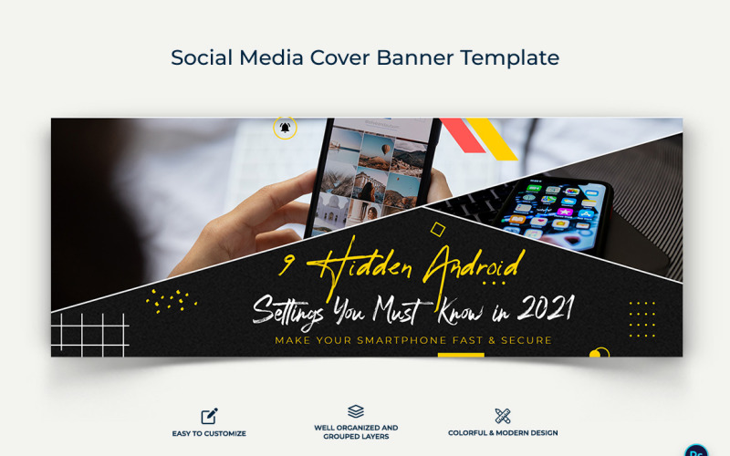 Mobile Tips Facebook Cover Banner Design Template-06 Social Media