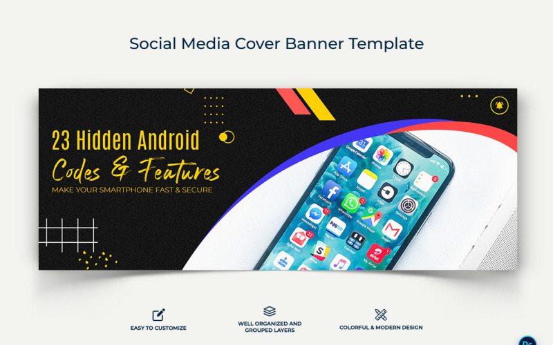 Mobile Tips Facebook Cover Banner Design Template-07 Social Media