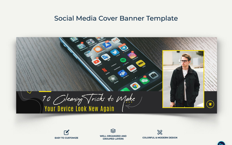 Mobile Tips Facebook Cover Banner Design Template-08 Social Media