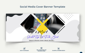 Mobile Tips Facebook Cover Banner Design Template-12