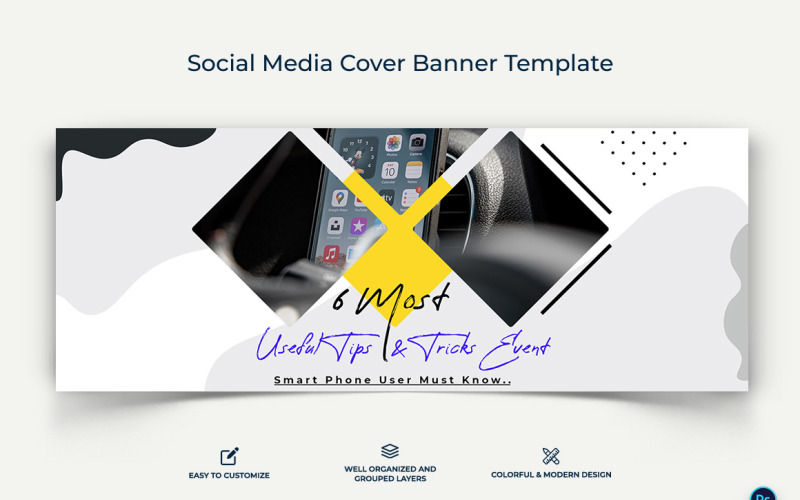 Mobile Tips Facebook Cover Banner Design Template-12 Social Media