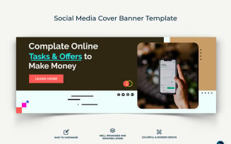 Online Money Earnings Facebook Cover Banner Design Template-03