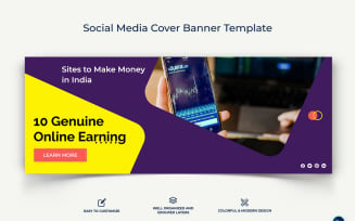 Online Money Earnings Facebook Cover Banner Design Template-09