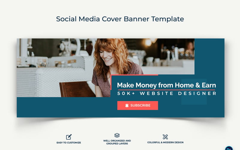 Online Money Earnings Facebook Cover Banner Design Template-10 Social Media