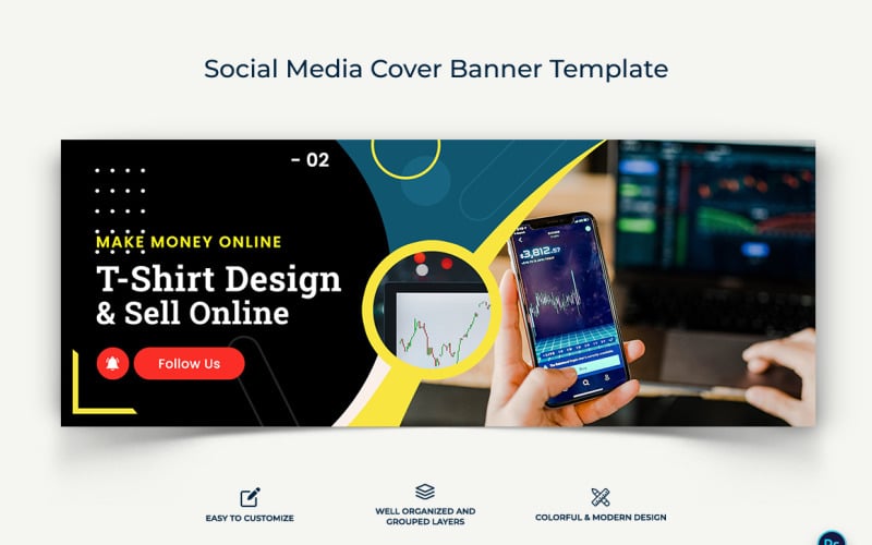 Online Money Earnings Facebook Cover Banner Design Template-12 Social Media