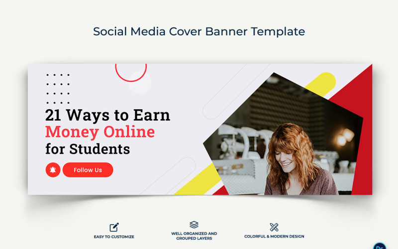 Online Money Earnings Facebook Cover Banner Design Template-16 Social Media