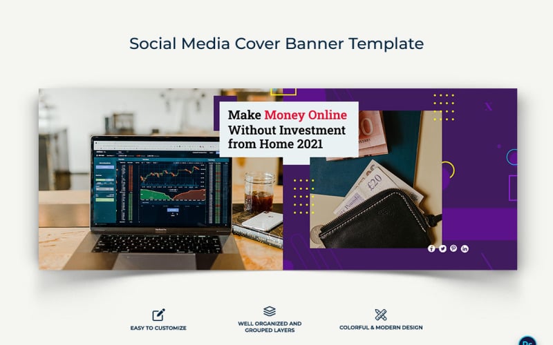 Online Money Earnings Facebook Cover Banner Design Template-19 Social Media