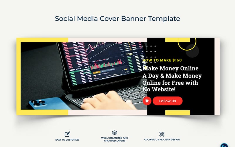 Online Money Earnings Facebook Cover Banner Design Template-20 Social Media