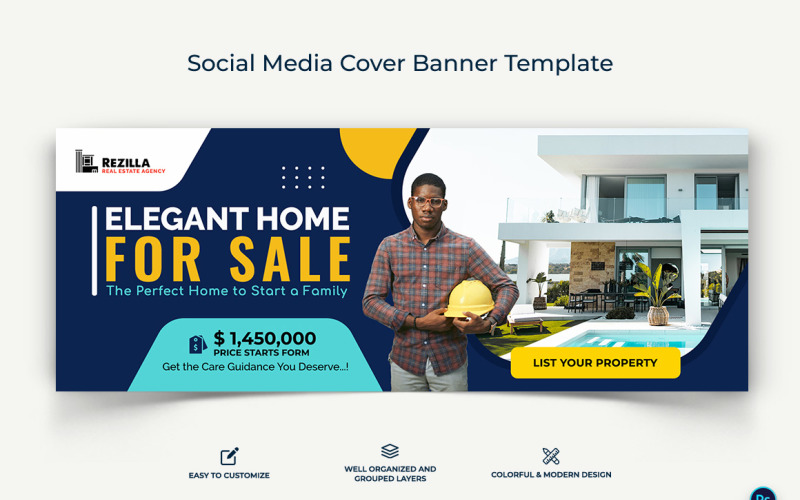 Real Estate Facebook Cover Banner Design Template-11 Social Media