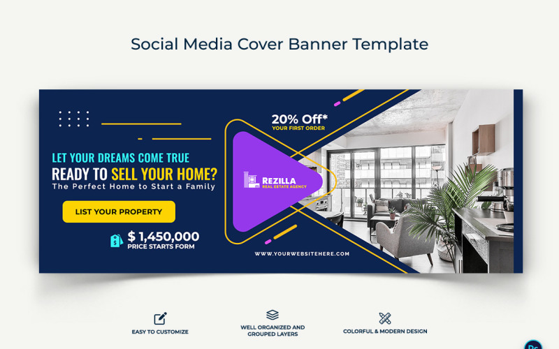 Real Estate Facebook Cover Banner Design Template-15 Social Media