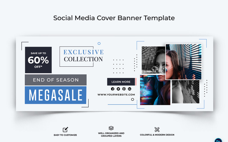 Sale and Offer Facebook Cover Banner Design Template-06 Social Media