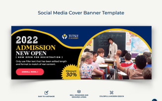 School Admissions Facebook Cover Banner Design Template-02