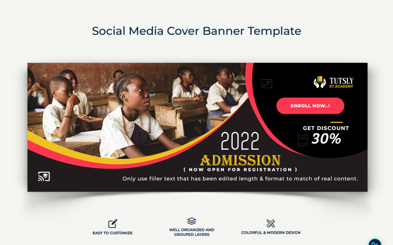 School Admissions Facebook Cover Banner Design Template-09 Social Media