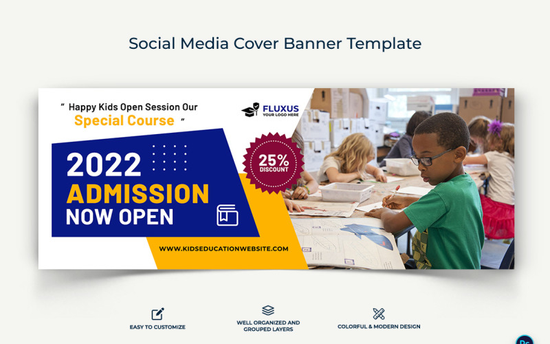 School Admissions Facebook Cover Banner Design Template-11 Social Media