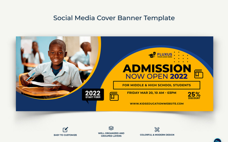 School Admissions Facebook Cover Banner Design Template-14 Social Media