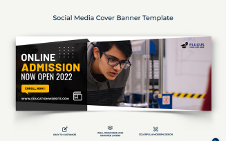 School Admissions Facebook Cover Banner Design Template-19