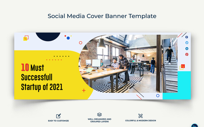 Startup Business Facebook Cover Banner Design Template-03 Social Media